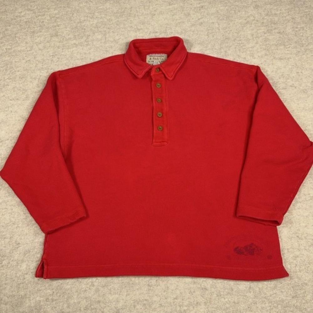 Vtg Abercrombie Fitch Knit Heavy Polo Small Original Big Shirt Thermal Waffle‎